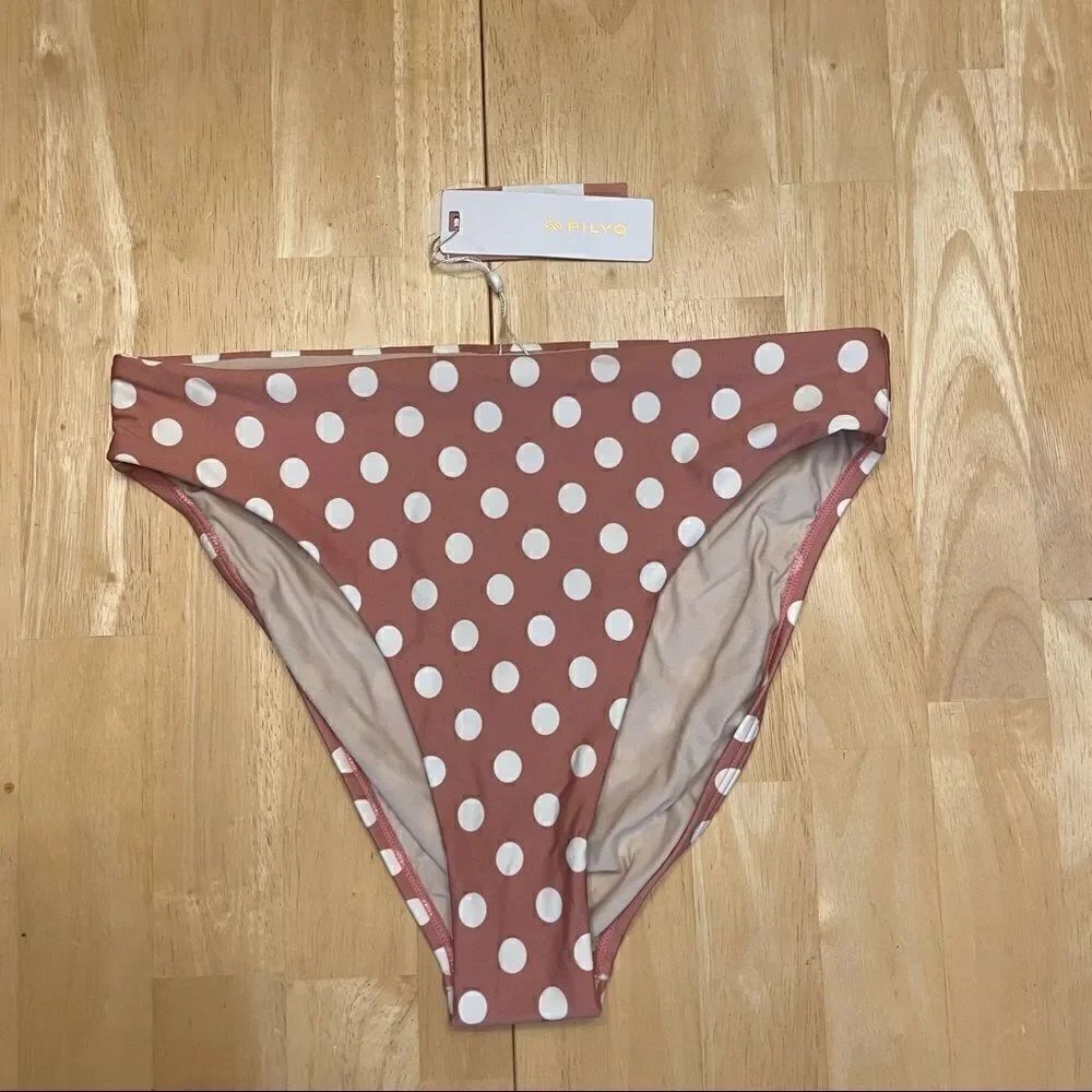 Pilyq Polka Dot Bikini Bottoms Size L NWT